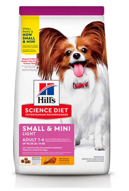 Ração Hill's Science Diet Light com baixas calorias Pequenos e Mini para Cães Adultos Sabor Frango 2.04 kg